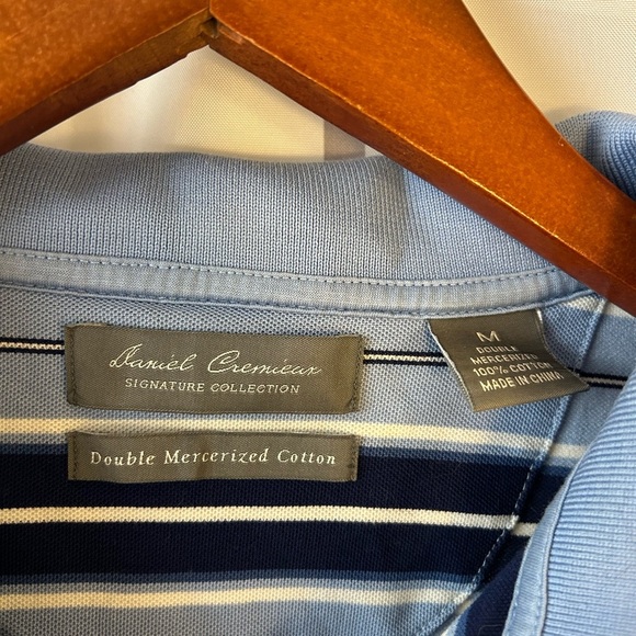 Daniel Cremieux Men's Polo Shirt - Light Blue and Black Stripes - Picture 2 of 3